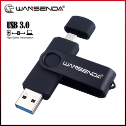 USB-флеш-накопитель WANSENDA, USB 3,0, 8 ГБ, 16 ГБ, 32 ГБ, 64 ГБ, 256 ГБ, USB 3,0, 128 ГБ, флеш-накопитель Micro Memory Stick