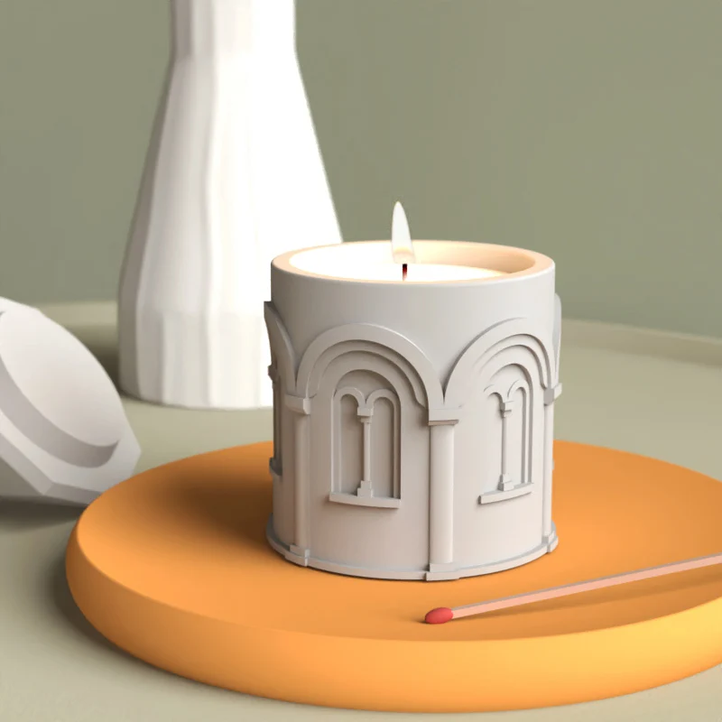 Concrete Candle Cup Silicone Mold For candle jar Storage Box European architectural Design multi-functional Lid pot Silicon mold