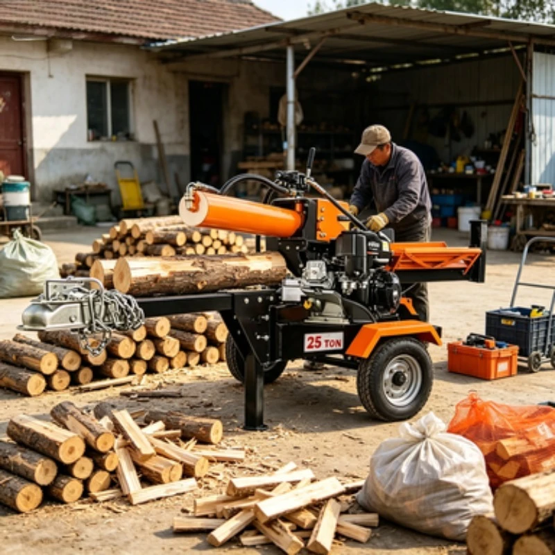 30T  Powered Fire Wood Processor Log Splitter Wood Log Cutter Machine Firewood Processor with Conveyor Wood Processor