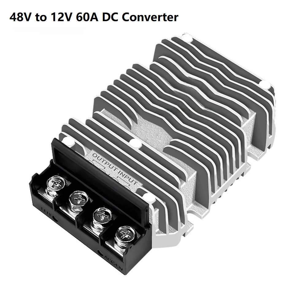 48V to 12V 60A 720W DC-DC Converter with IP67 Enclosure and Aluminum Heat Dissipation for Continuous Duty Applications