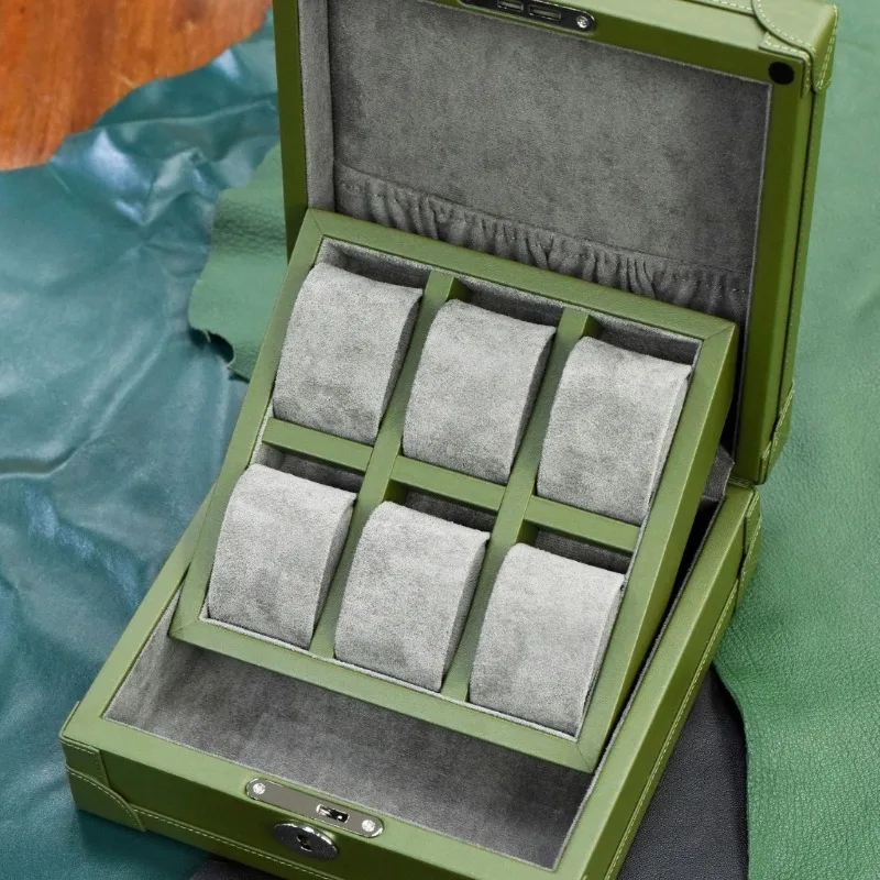 6 Slots Watch Storage Box Leather Watch Boxes with Pillow Travel Watches Case Display Showcases Jewelry Valentines Gift Box
