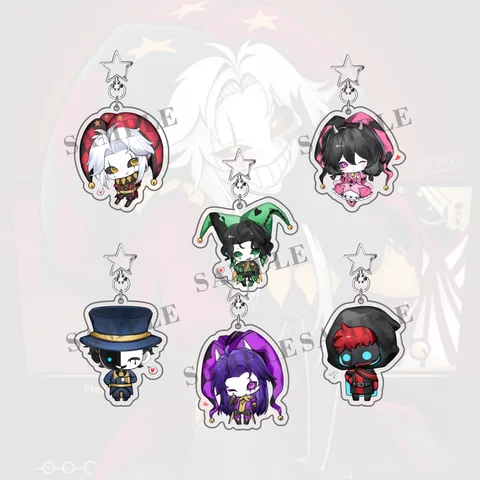 The Freak Circus Acrylic Keychain Bag Pendant Anime Cartoon Pierrot Harlequin Role Emoticons Pixel Characters Keyring 6CM