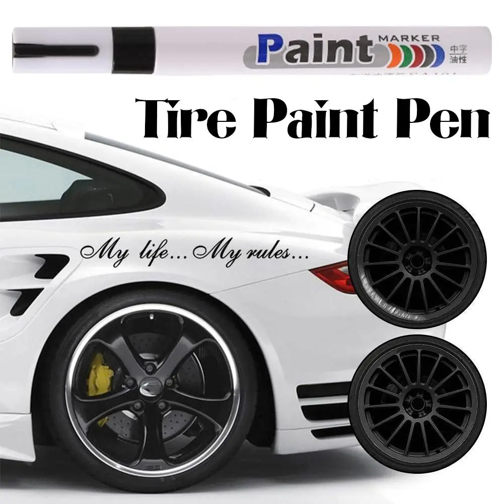 Paint Pen Waterproof Cars Wheel Tire Oily Mark Pen Paint Tyre Quick Pen Marker Dry Graffiti Auto DIY Marker Paint Rubber M2U1