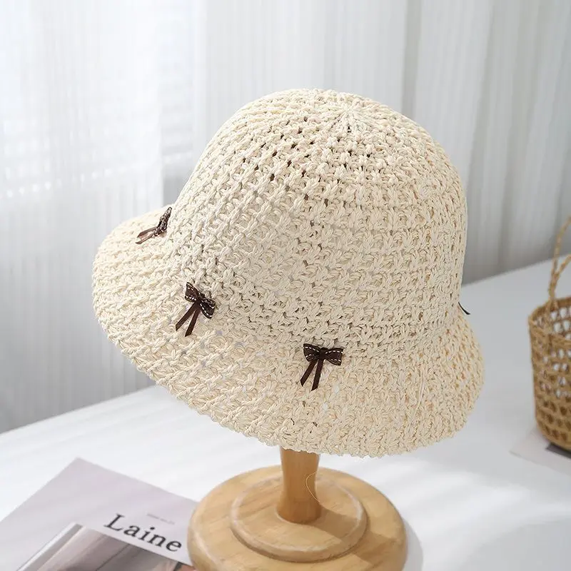 

Ethnic Style Spring Summer Elegant Straw Bucket Hat - Internet - Celebrity - Loved Sunscreen Hat for Outdoor Travel & Vacations