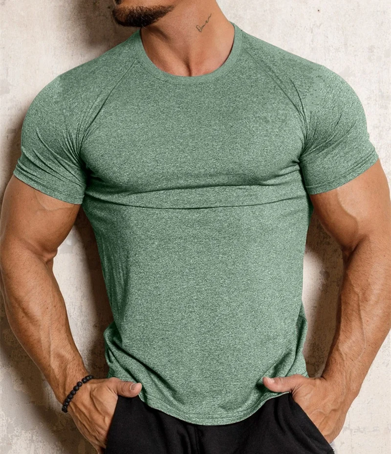 2024 New Tight sports T-shirt quick drying fitness sportswear short sleeve tops running Training summer compression T-shirts men