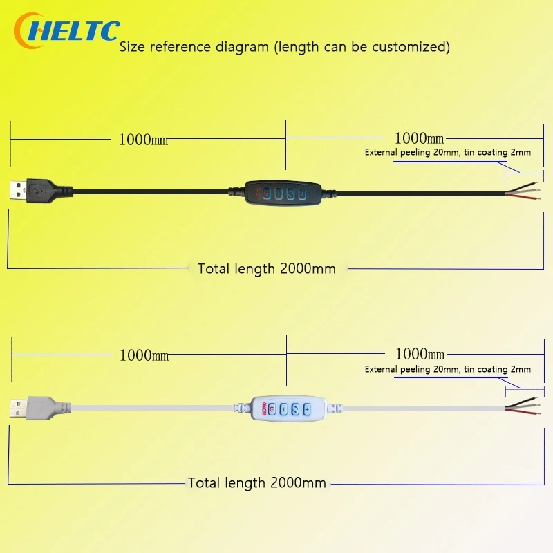 Biały/czarny DC5V LED Dimmer2m kabel USB z przełącznikiem ściemniania zdalnego sterowania 3Pin przedłużacz dla pojedynczego 3 kolorów światła LED CCT