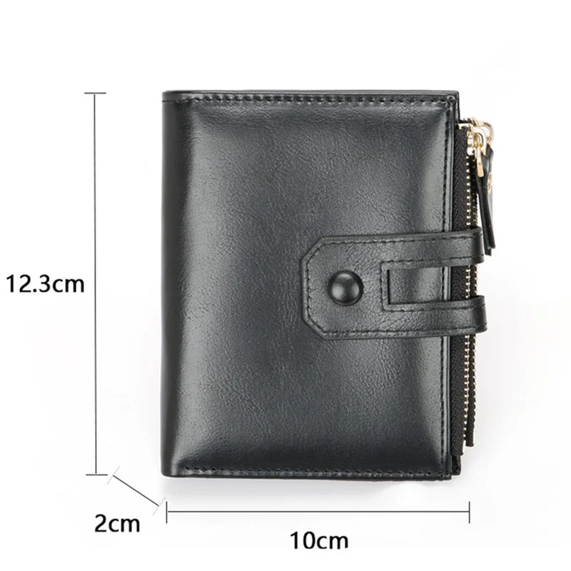 Portafoglio corto alla moda portafogli solidi doppia cerniera borsa in pelle PU di qualità porta carte Multi-card semplice fibbia coreana