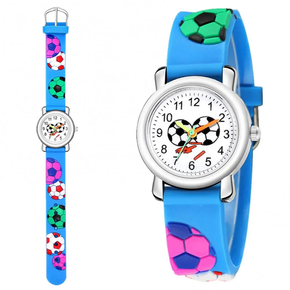 Kinder Horloge 3d Voetbal Patroon Kids Watch Jongens Meisjes Polshorloge Cadeau Cartoon Kinderen Polshorloge Student Tijd Klok