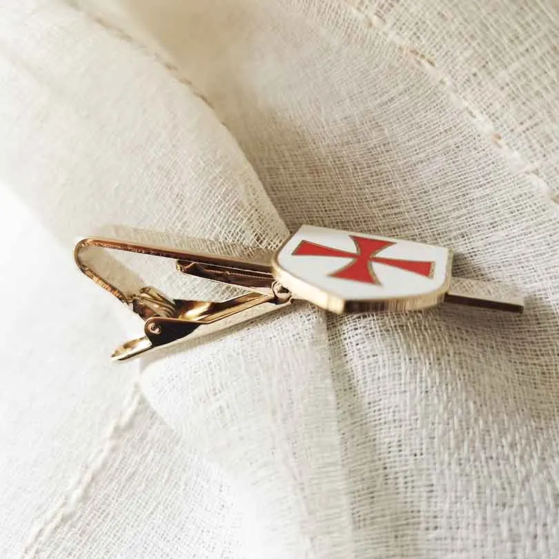 Masonic Tie Bars Christian Army Crusader Freemason Mason Knights Templar Red Cross White Shield Freemasonry Clasp Bars