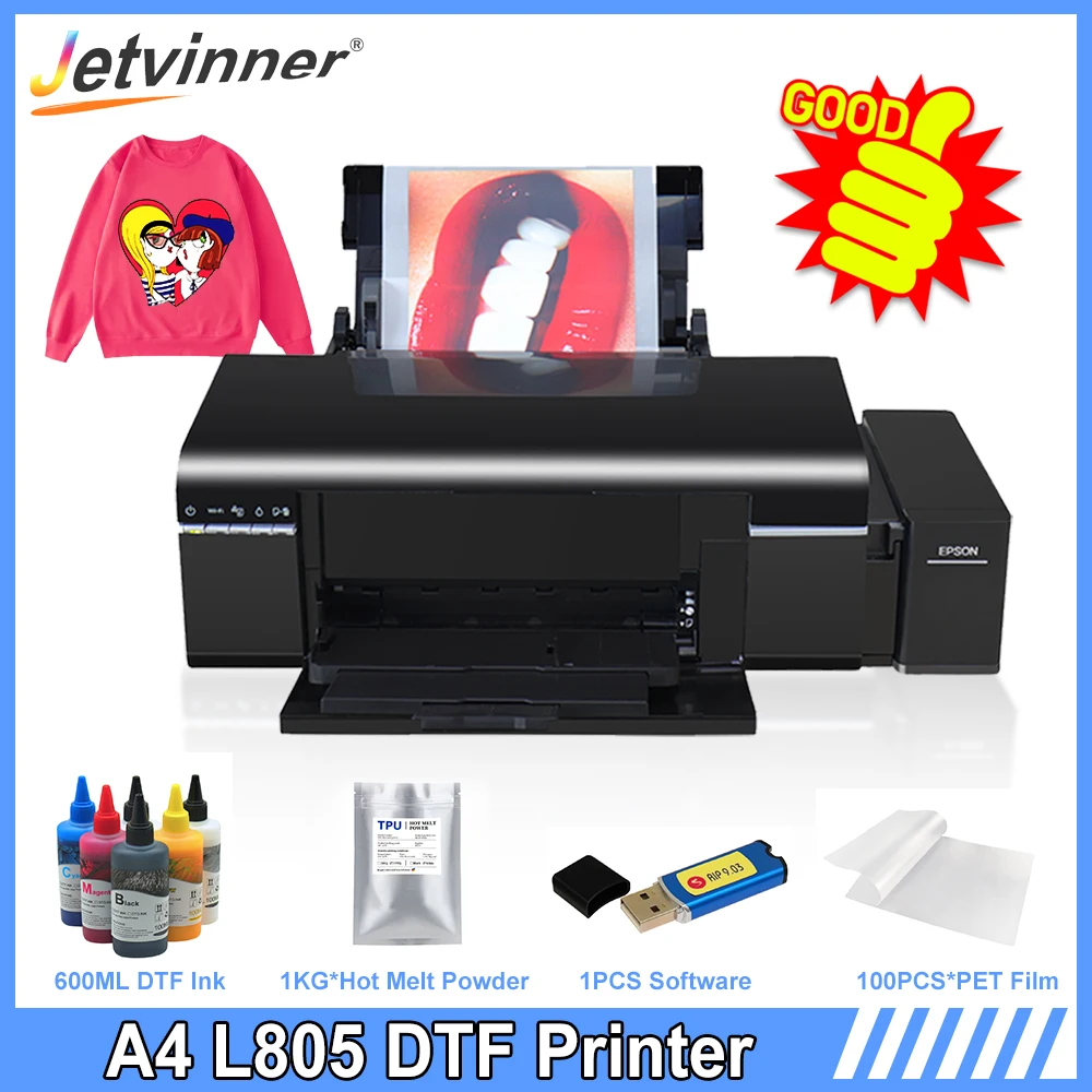 A4 DTF Printer T shirt Printing Machine For EPSON L805 Direct to FilmTransfer Printer For T-shirt Jeans Hoodies all Fabric Print