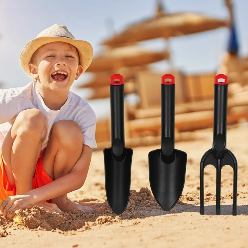 Q0KB لعبة كبيرة مستديرة البستنة Rake Toy مجموعة 3pcs على الشاطئ من أجل الأطفال الصيف