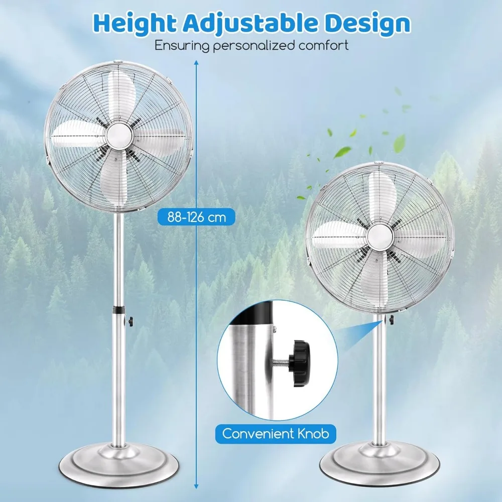 Imagem -05 - Altura Ajustável Pedestal Fan Velocidades 75 ° Oscilação 20 ° Head Tilt