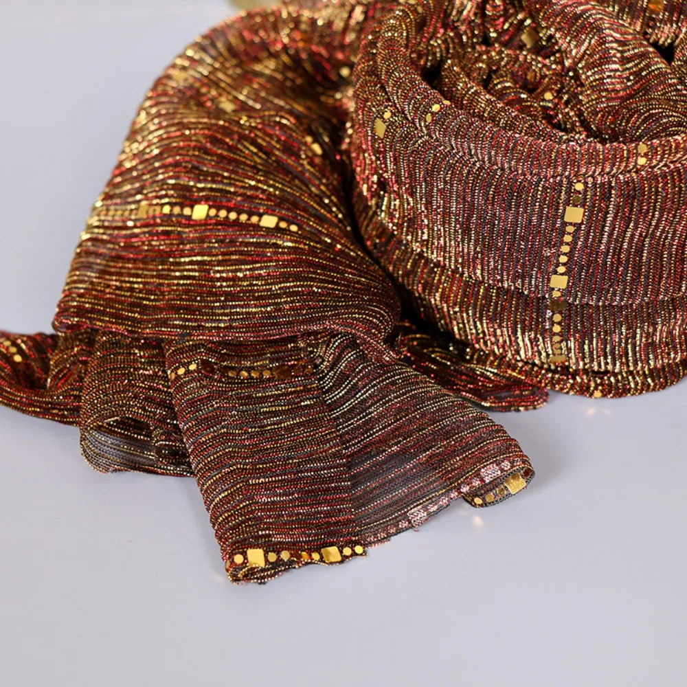 New Solid Color Shawl Female Accessories Sequins Stripe Shawl Daily Party Silk Scarf