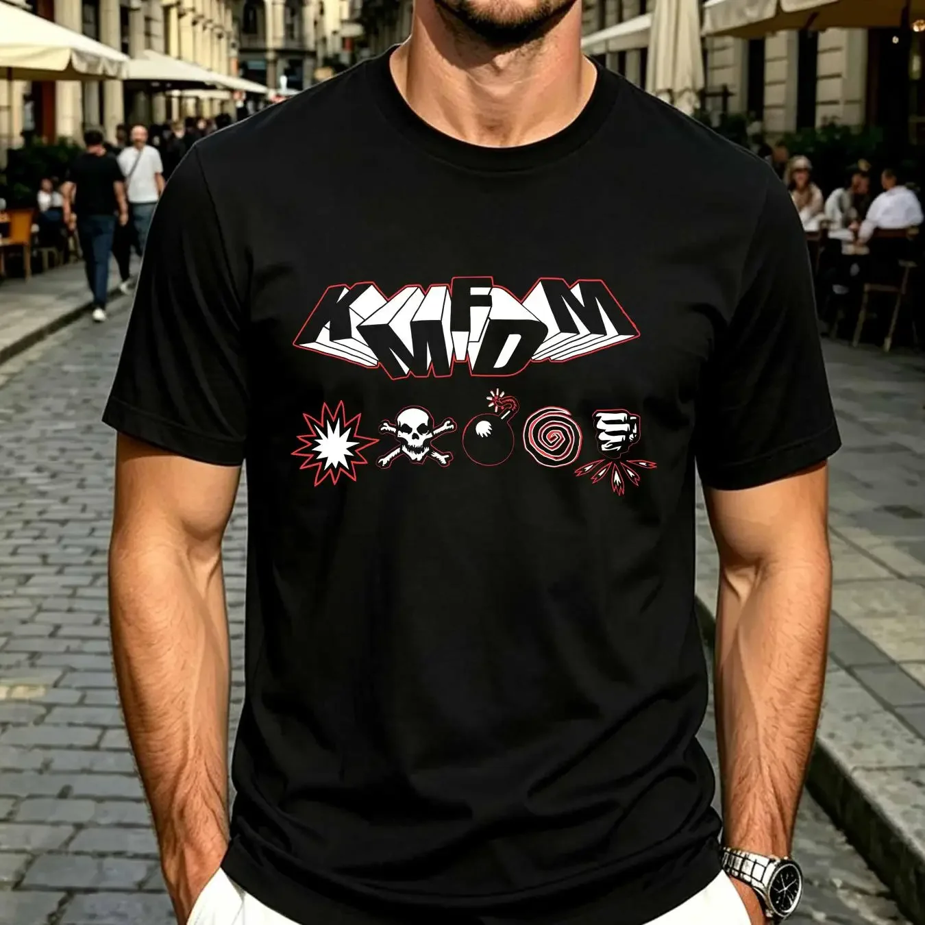 washed T Shirt KMFDM Symbol  Cotton Black All Size S to 5XL CB1168 vintage Washed Stretched Slightly designer clothes