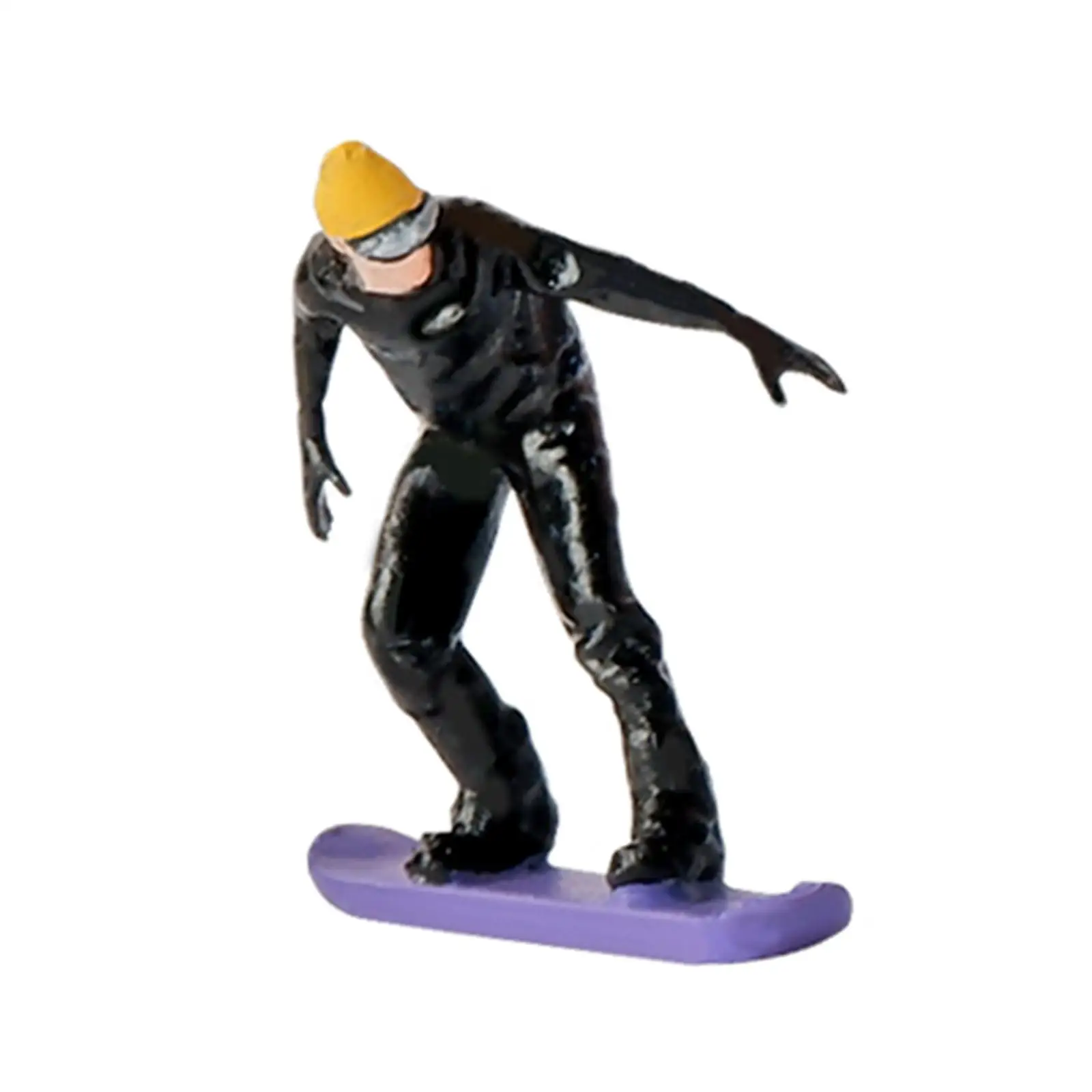 Figurine de snowboard à l'échelle 1/64 peinte à la main pour scène d'hiver, accessoires de dioramas, figurines miniatures de skieurs sur neige