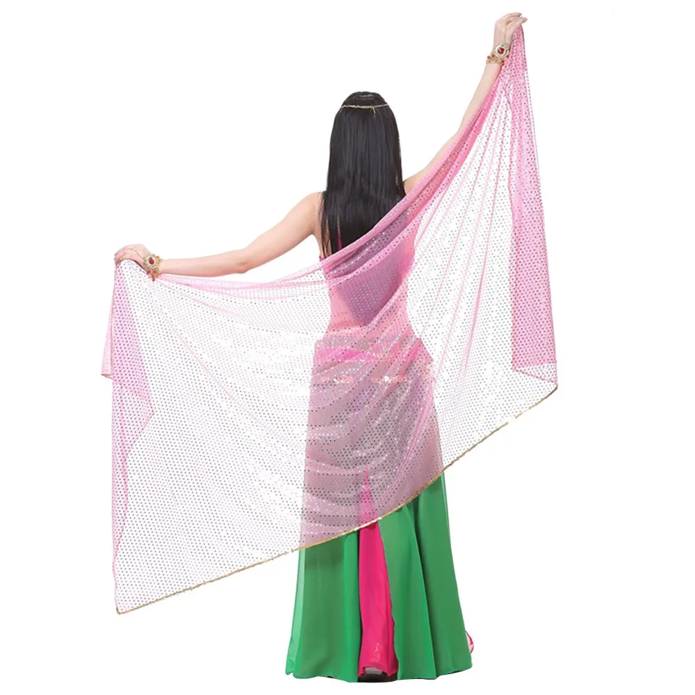 موضة الترتر الرقص الشرقي الحجاب طويل الشيفون اللاتينية الرقص الشرقي شالات المرأة وشاح بلون الرقص وشاح الرقص #1