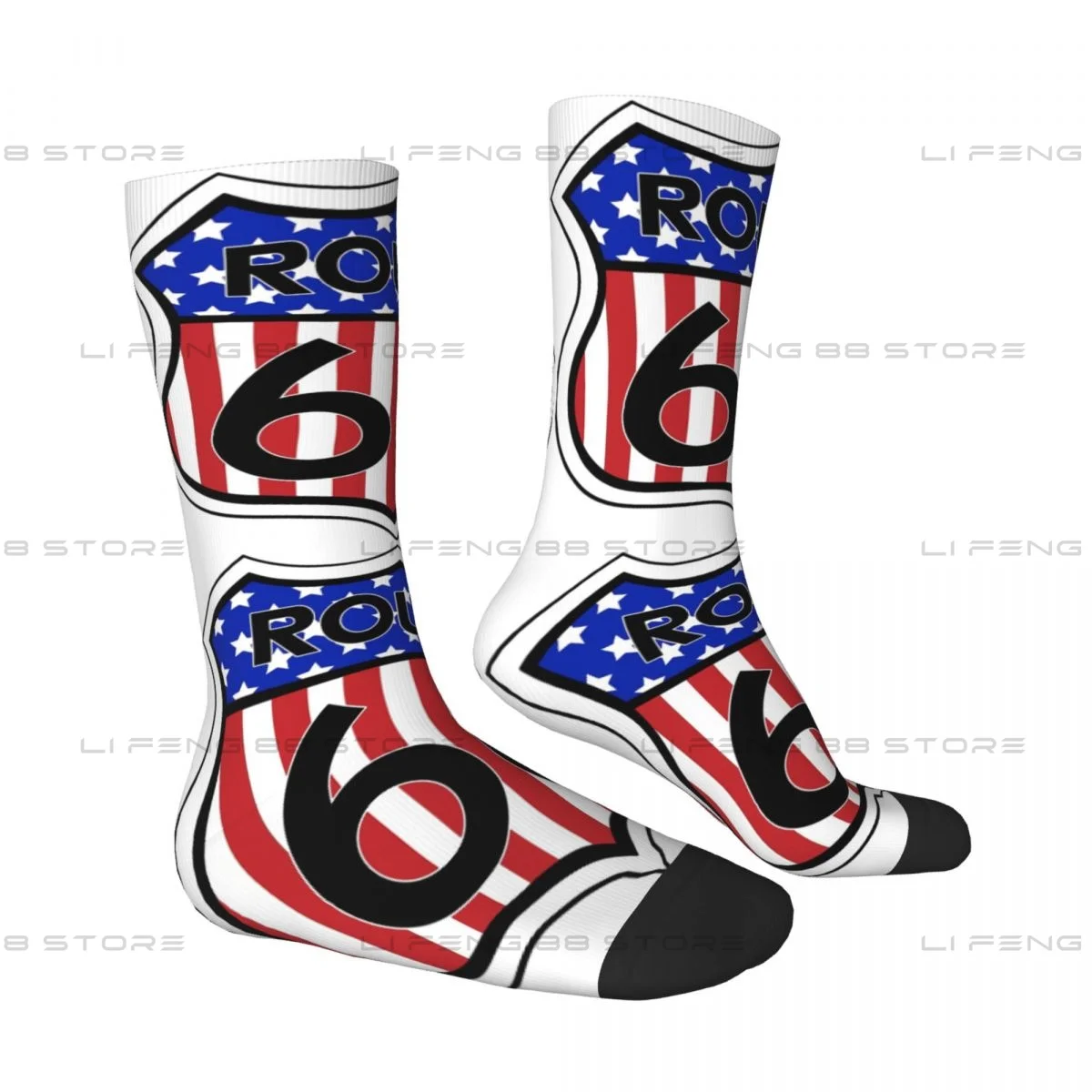 Vintage Grunge Route 66 US Unisex Winter Socks Cycling Happy Socks Street Style Crazy Sock