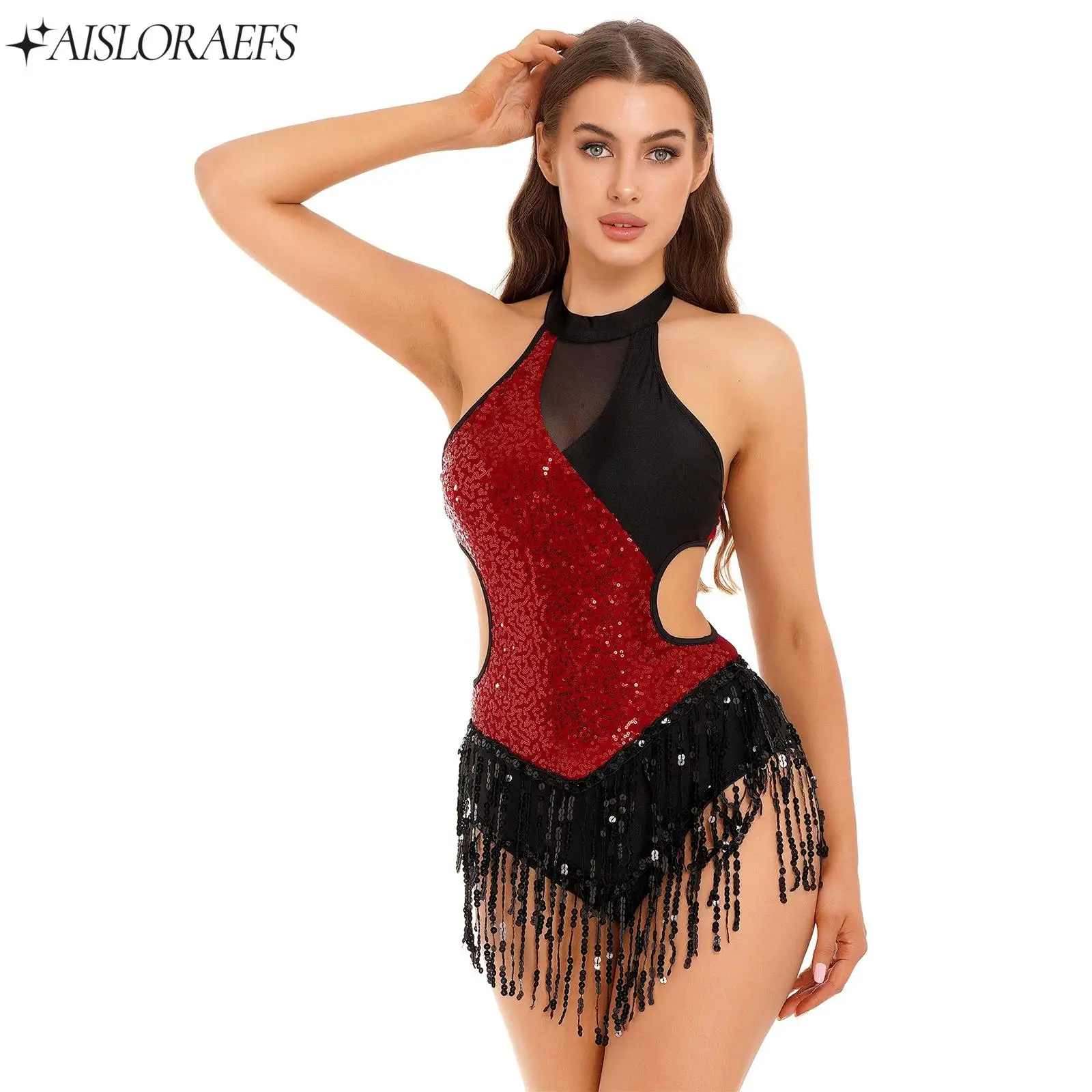 Cheap Dresses And Free Shipping Latin Dance Dress Girl Sleeveless Fringed Leotard Dancewear Skirt with Shine Ballet Skirt