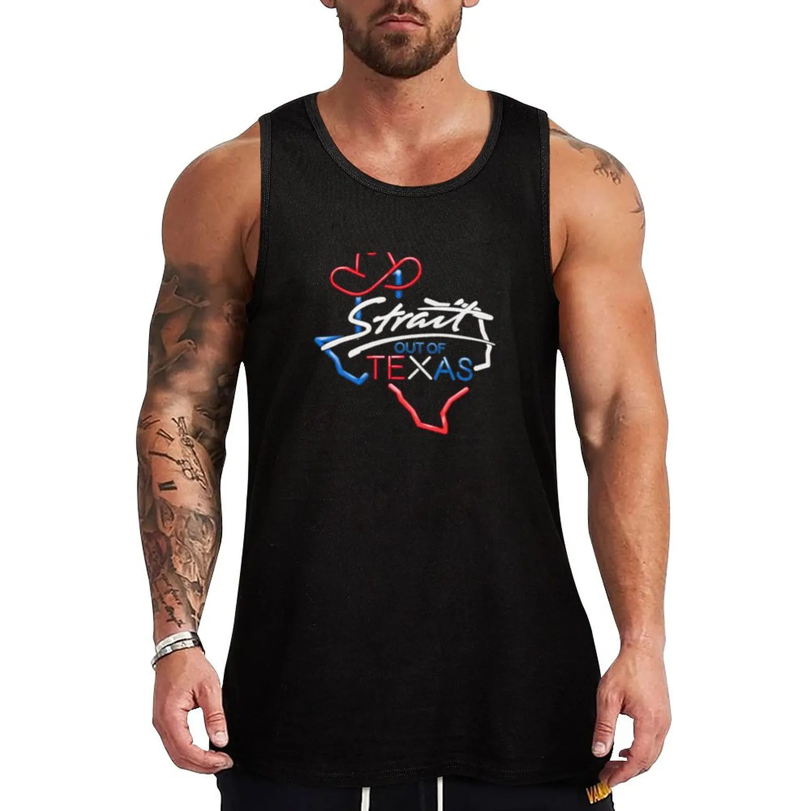 Strait Out of Texas Tank Top sleeveless gym shirt man fitness Top summer summer 2024