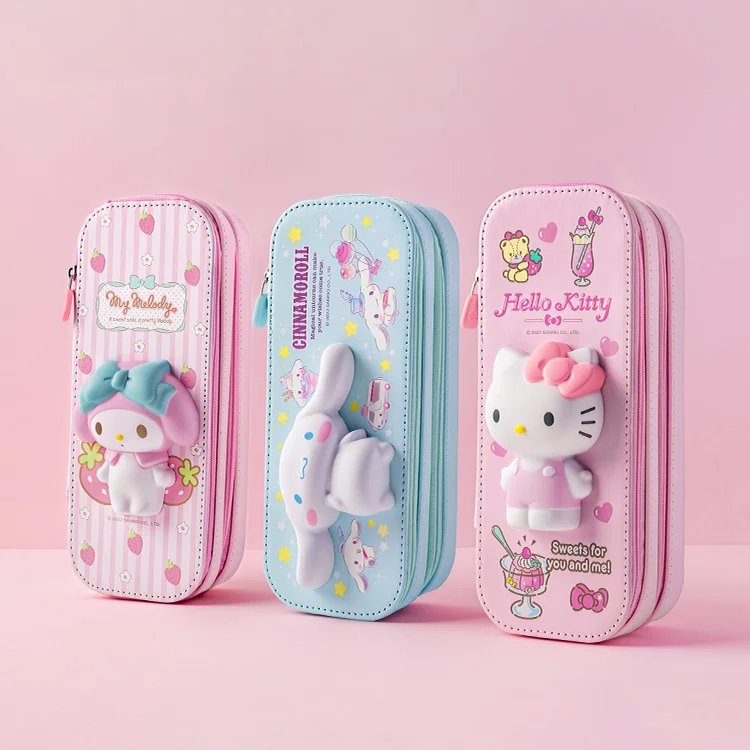 Sanrio Series Image Decompression Double Layer Pen Case Cartoon Pencil Case Large Capacity Pencil Case Children's Christmas Gift