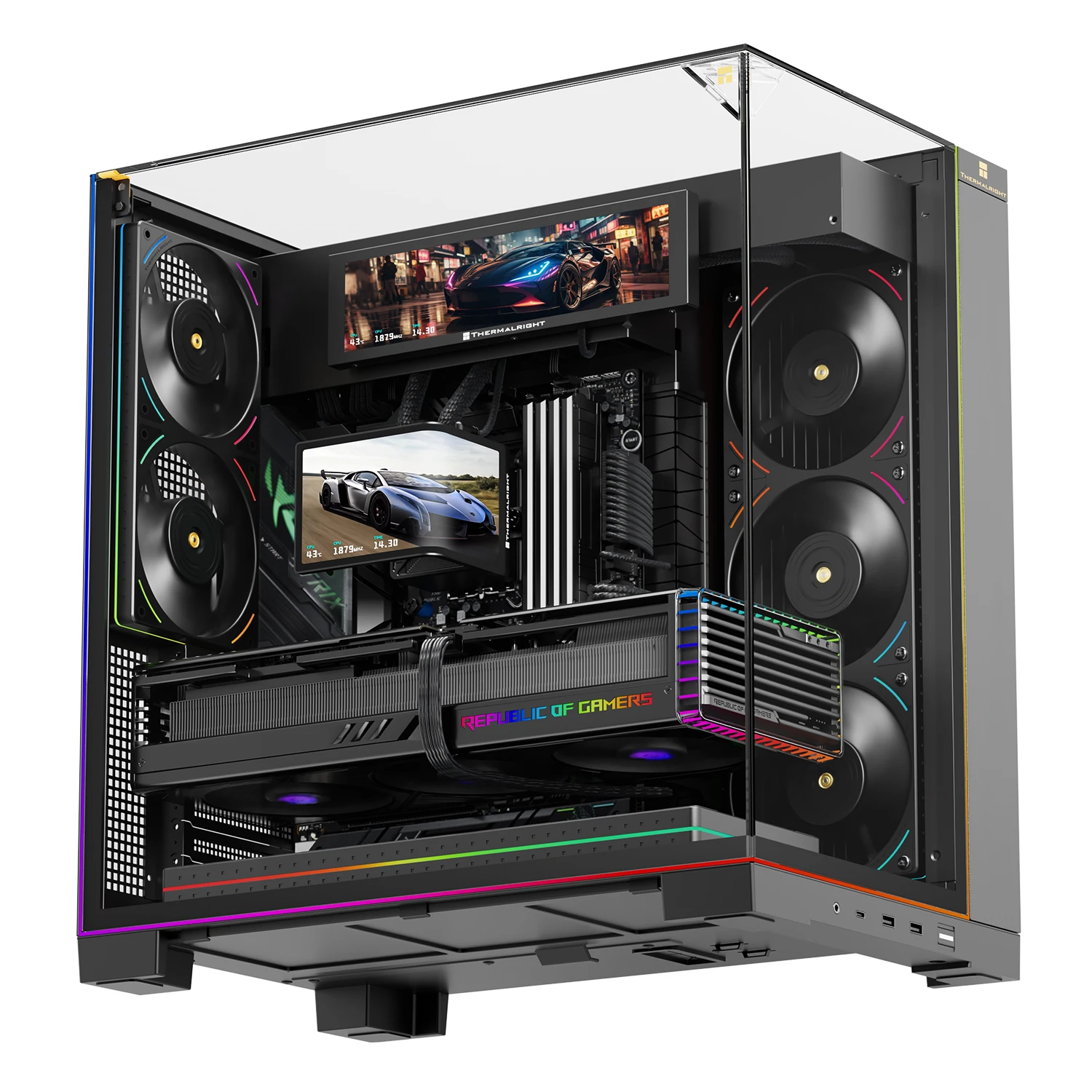 Thermalright Levita Vision 360 UB ARGB BLACK 360mm AIO Liquid CPU Cooler, 6.67 Inches 3D Curved Screen/DIY Theme/LGA1851/AM5/AM4