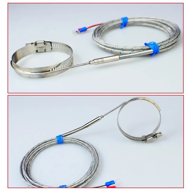 K-type chip temperature sensor injection molding machine temperature measurement line hose clamp circular bendable armored therm
