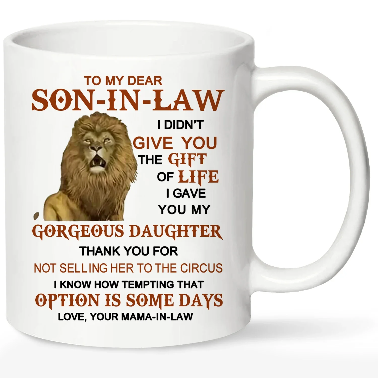 1PC, Funny Gifts for Son in law, Son-in-law Birthday Gifts from Mama in law, Dear Son-in-law Christmas Gift 320ML Ceramic mug