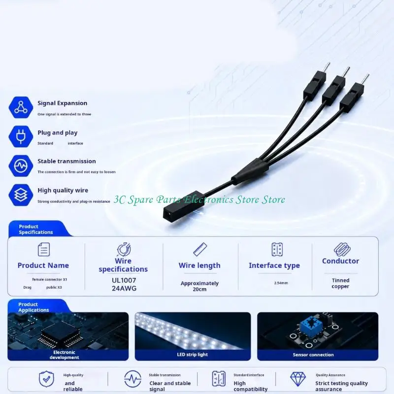 SZ 2.54Mm Splitter Wire 1 Female To 2/3/4/5/6 Male Cable Replacement For PC