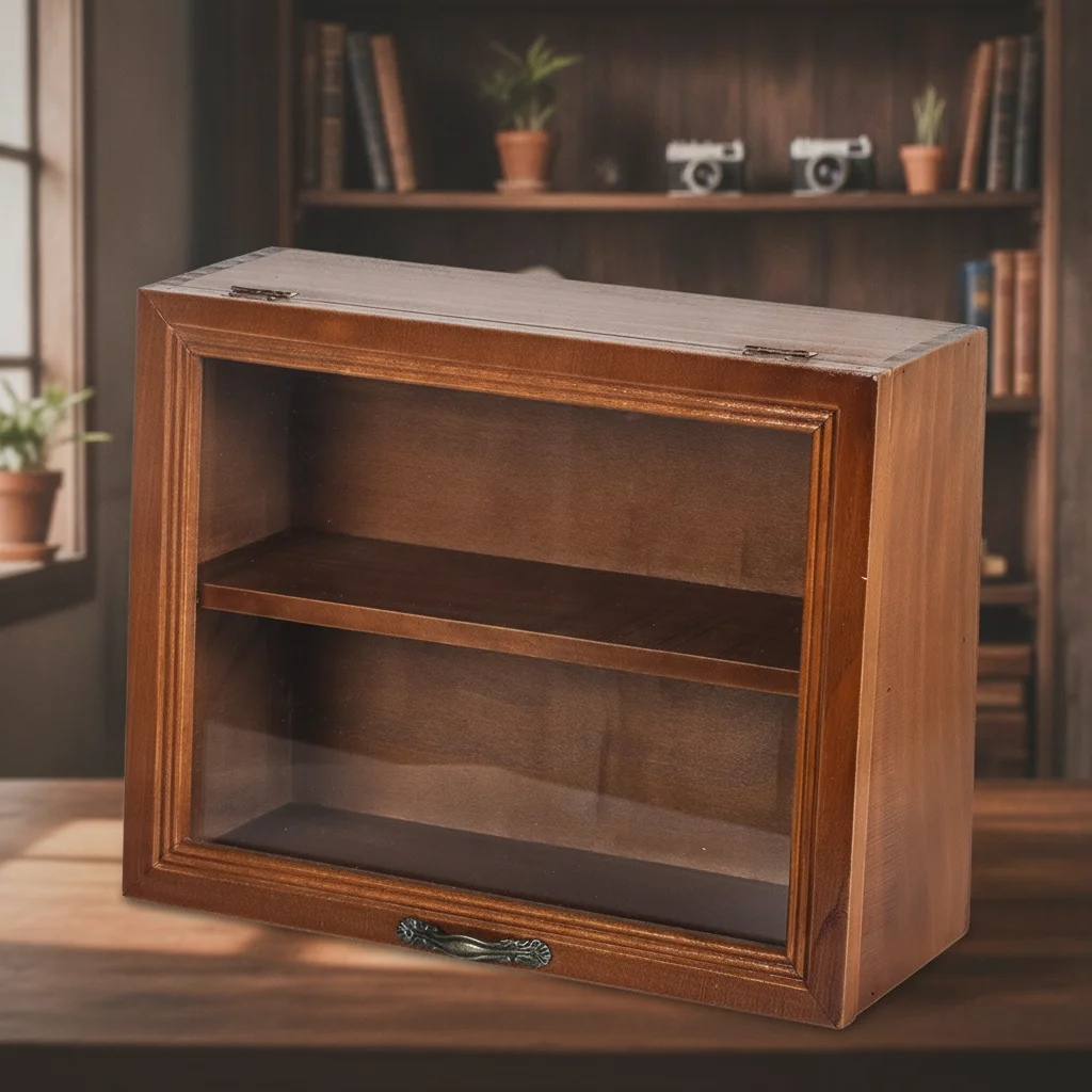 

Closed Dust-proof Solid Wood Display Stand Blind Box Hand-held Office Desktop Storage Display Box Jewelry Storage Box
