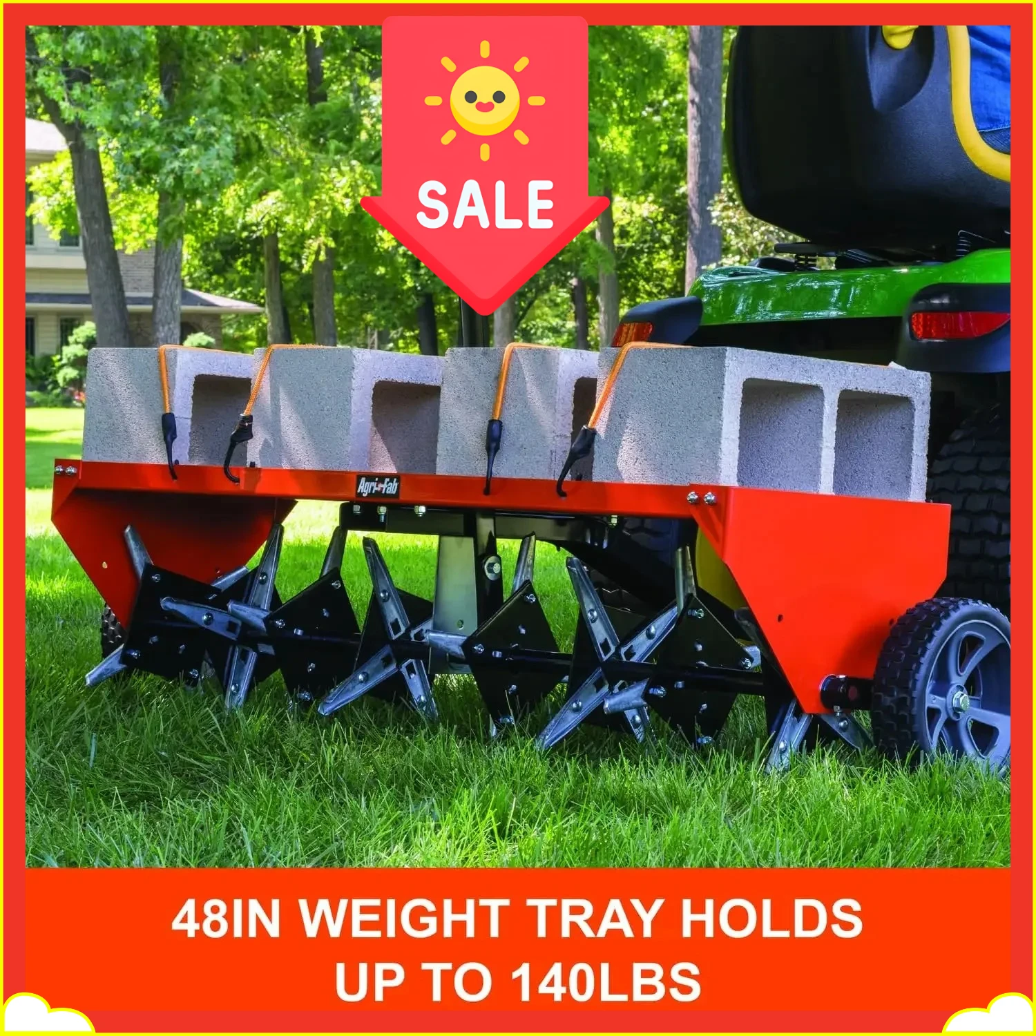 

Bestseller45-0299 48" Tow Behind Lawn Plug Aerator with Universal Hitch; Designed to Pull Behind Lawn & Garden TractorsLimited t