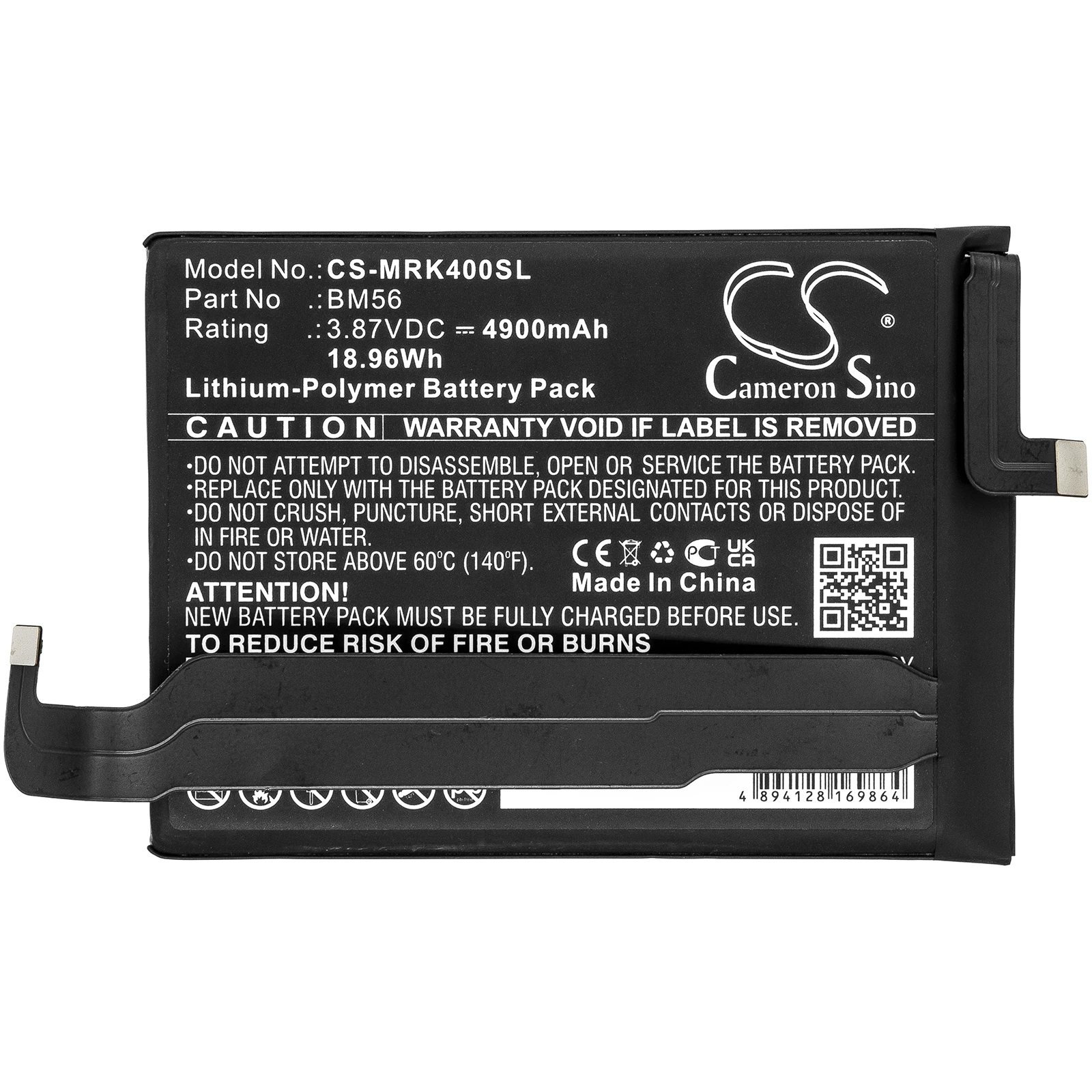 CS Replacement Battery for Redmi,Poco K40 Game,M2104K10C PN:BM56 4900mAh / 18.96Wh