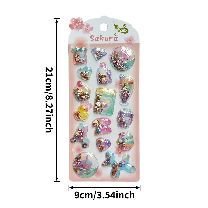 2 Sheets 3D Wiggly and Lively Glitter Stickers | High-Quality, Cute and Fun Design for Crafts, Stationery Cups