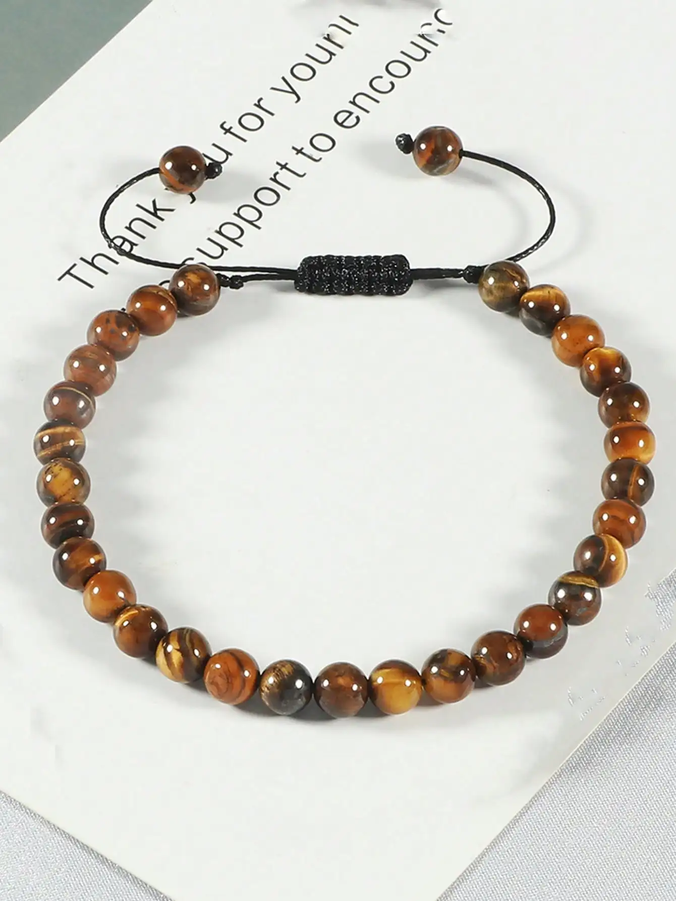 

1 Pc Minimalist Style Tiger Eye Malachite Braided Bracelet 6mm Natural Stone Braided Adjustable Vintage Jewelry Men And Women Vacation Healing Jewelry