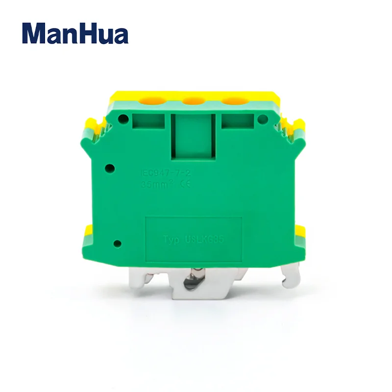 ManHua 1 Piece PE Din Rail Terminal Blocks Ground USLKG35 Earth Universal Class Connector Screw Terminal Block USLKG35