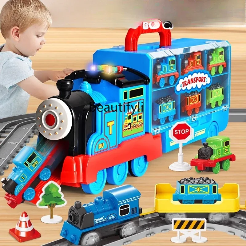 Simulation electric train track boy car alloy model baby educational children's toys