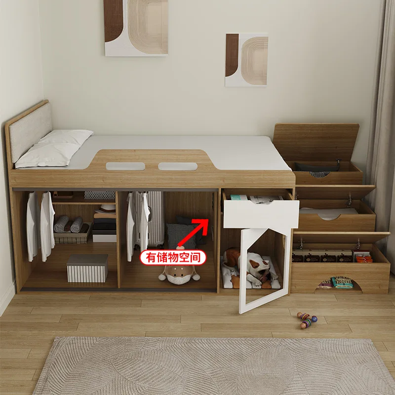 Half-height bed, wardrobe storage, integrated bed, doghouse with high