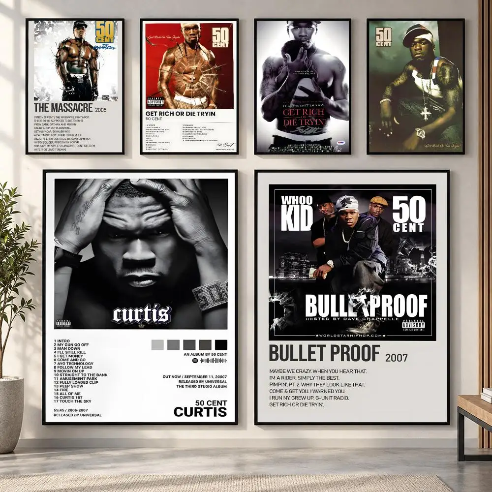 Pop Hip Hop Rapper 50 Cent 21 Savage Poster HD art sticky wall waterproof home living room bedroom bar aesthetic decoration