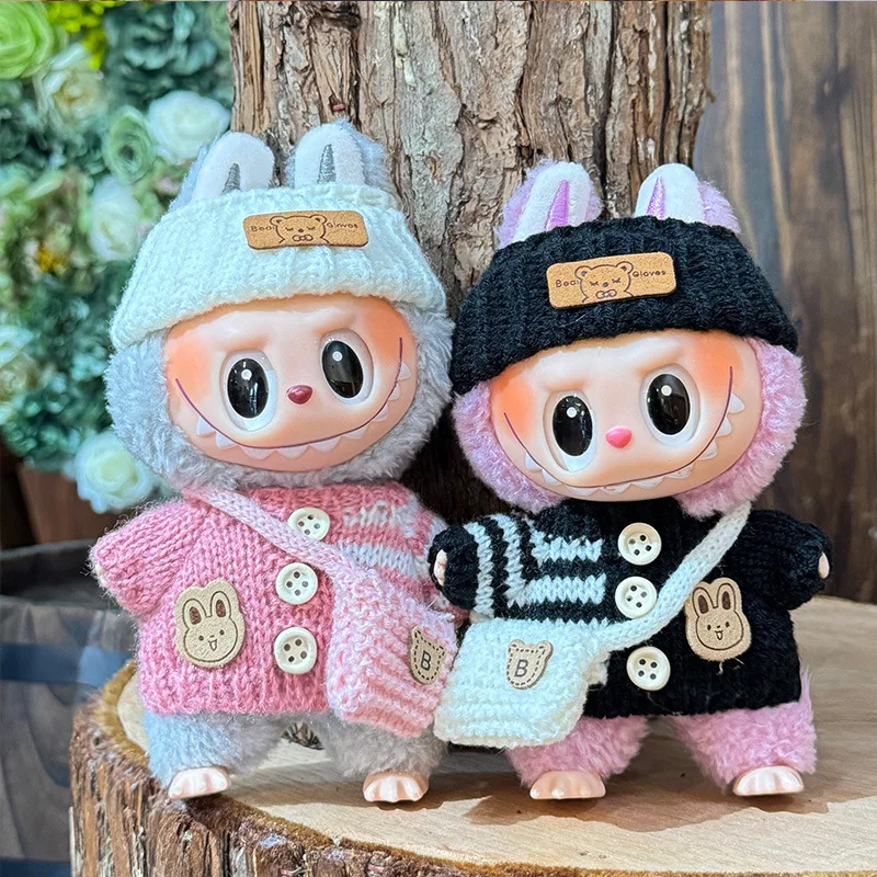 

Doll Clothes For Labubu Clothes 15/17CM Mini Plush Doll Universal Clothing Cute Bear Headscarf Hat Sweater Bag Knitted Suit Gift