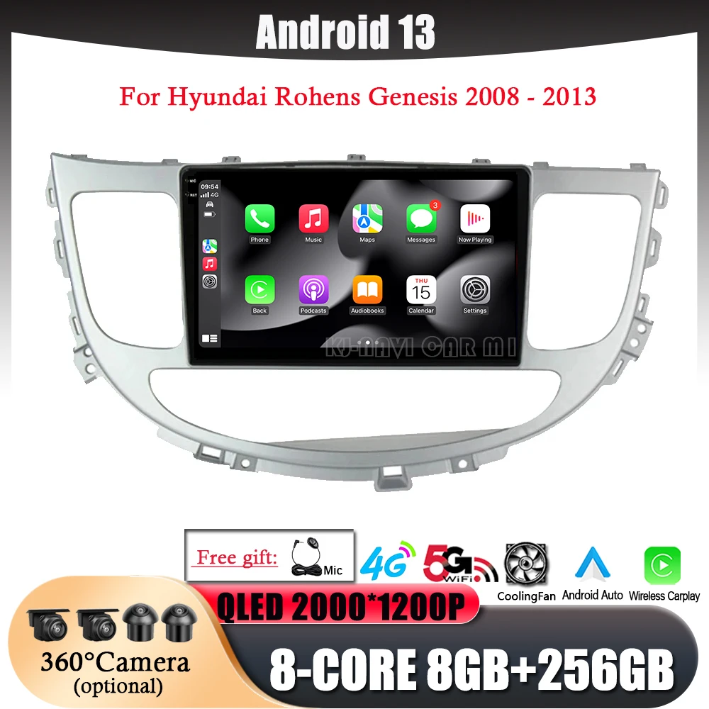 

Android 13 для Hyundai Rohens Genesis 2008 - 2013 автомобильное радио RDS No 2din мультимедийный AHD DSP беспроводной Carplay Авто ADAS видеокамера BT