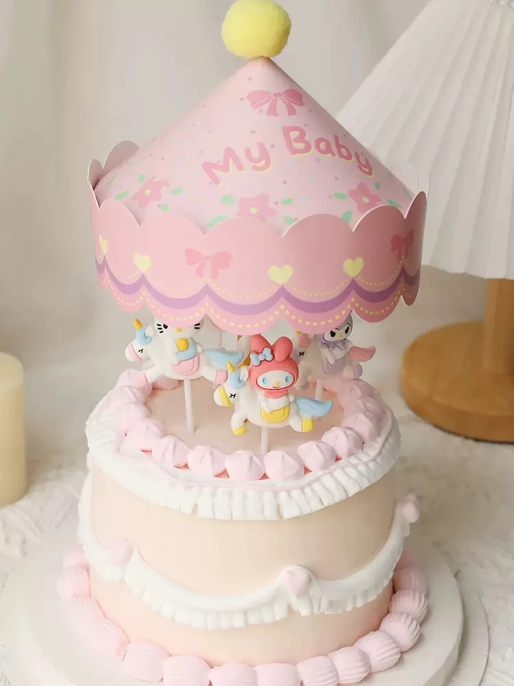 Cartoon Animal Unicorn Cake Decoration Merry-go-round Girl Boy Baby Birthday Cupcake Topper Happy Birthday Party Decor Kids Gift - Image 4