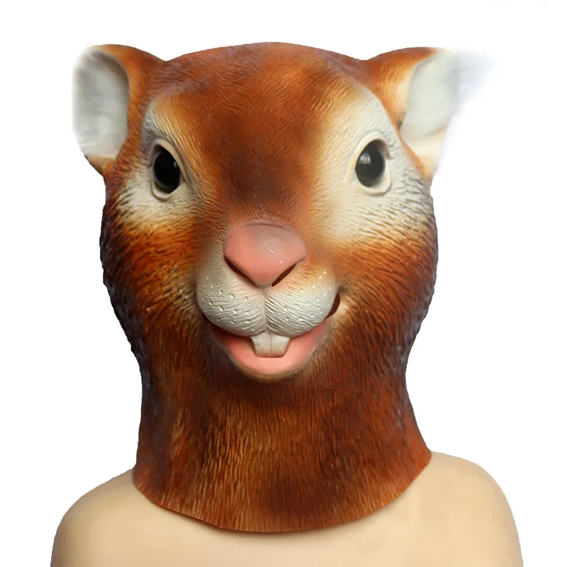 Squirrel Mask Funny Animal Squirrel Headset Halloween Latex Mask Makeup Ball Role Playing