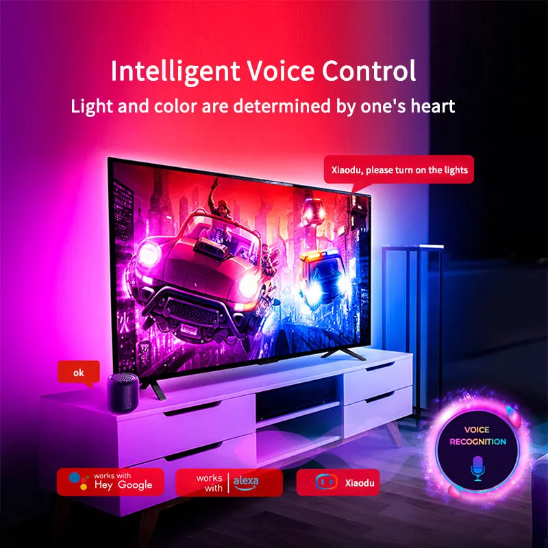 Tira de luz inteligente con Graffiti APP TV HDMI, luz de fondo sincronizada, transmisión y atmósfera de control de voz colorida