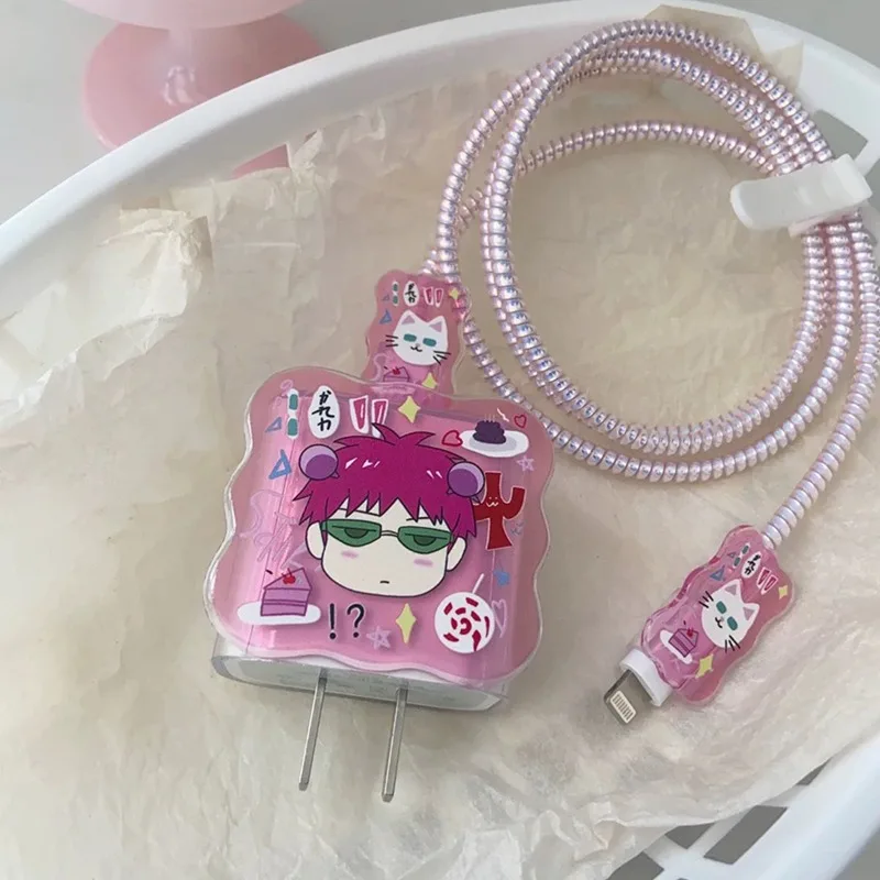 Neue Saiki Kusuo geeignet für Apple 20w Apple Charger Schutzhülle 18w Ladekopfabdeckung 15pro Datenkabel Schutzhülle – Detail 1