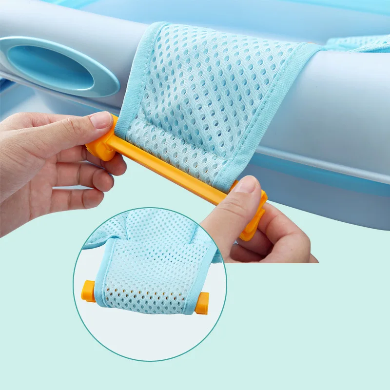 Portable Baby Shower Bath Tub Pad Non-Slip Newborn Bathtub Mat Safety Nursing Foldable Support Comfort Body Cushion Mat Pillow