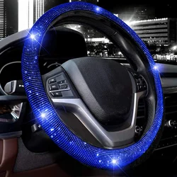 Universal 38CM Rhinestones Steering Wheel Cover with Crystal Diamond Sparkling Car Breathable Anti-Slip Steering Wheel Protector