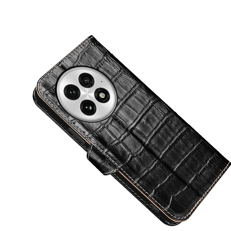 

real Leather Crocodile Texture card Slot Wallet Cover For Oneplus 13 12 11 10 Pro 9RT 5G 8T 8 Filp Magnetic skin shockproof Case