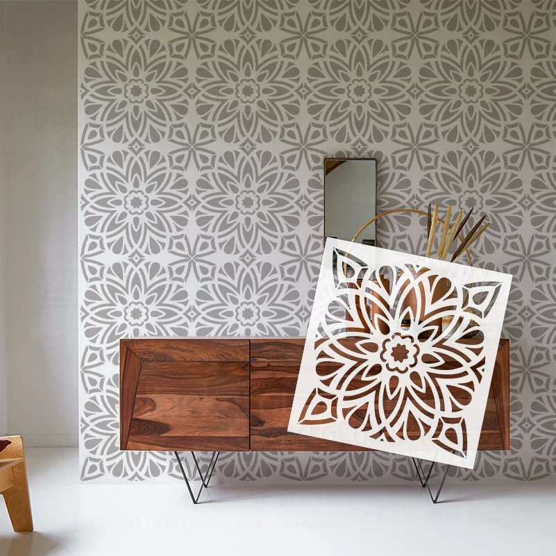 40cm - 80cm Stencil Wall Decor Decorative Rollers Painting For Target Paint Large Damask Vintage Retro Baroque Rococo S415