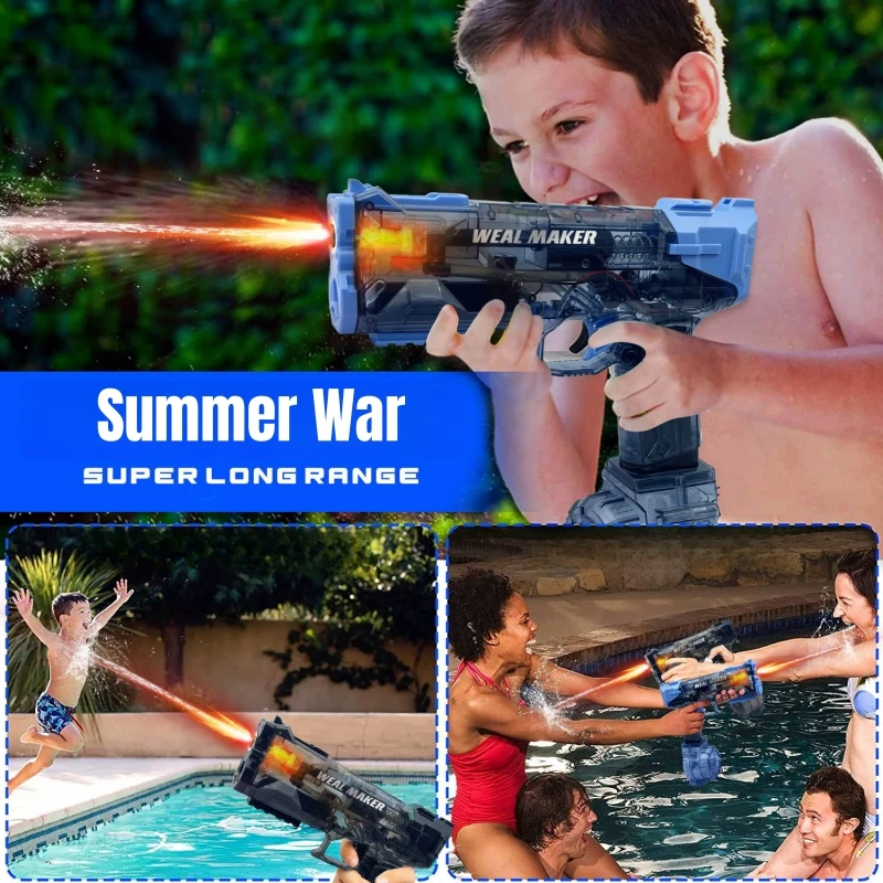 Gesimuleerde Vlam Kids Elektrische Waterpistool Sensor Lichten Hoge Druk Automatisch Waterpistool Kinderen Zomer Strand Zwembad Speelgoed
