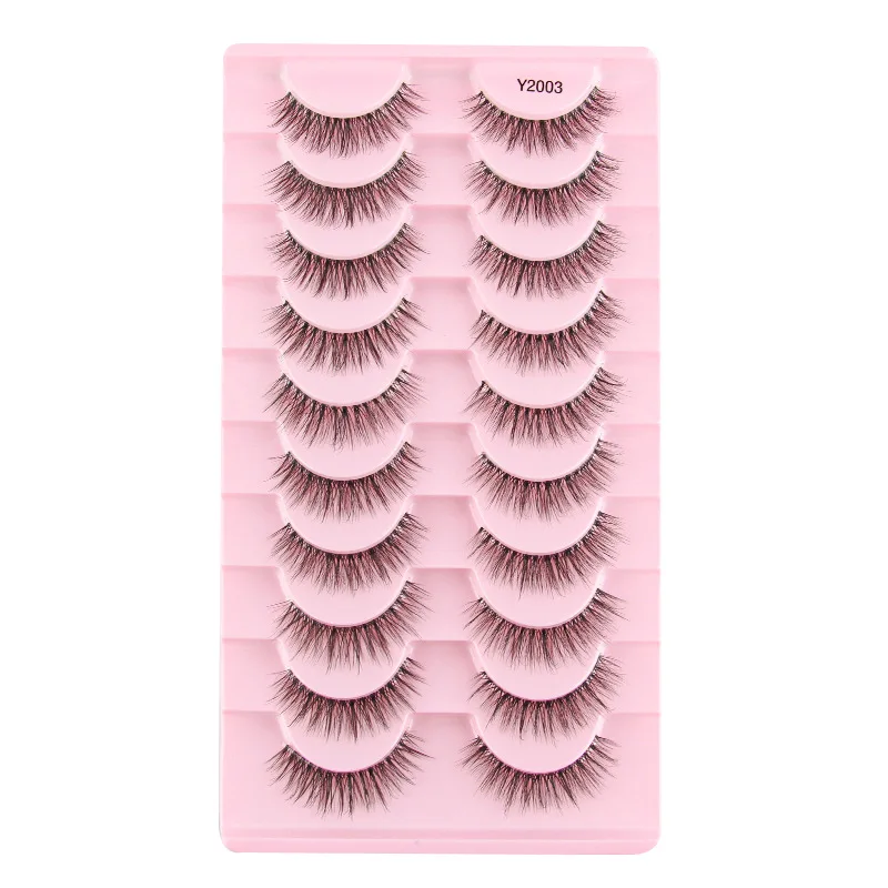 Pestañas postizas naturales, extensiones de pestañas postizas rizadas, tira completa transparente, tallo 3D dramático, esponjoso, maquillaje DIY, 10 pares