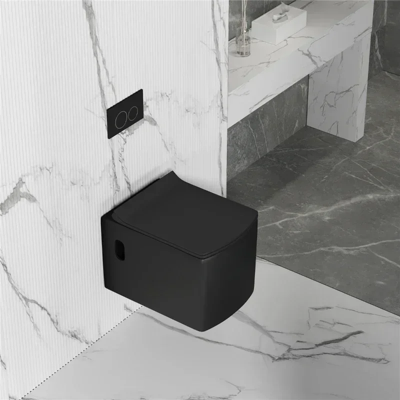 

Matte black modern hotel bathroom sanitary ware suite wc hand wash pedestal basin ceramic wall hung toilet set with sink